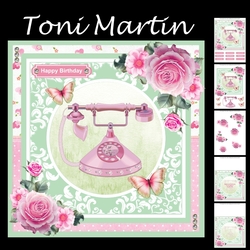 Vintage Telephone Card Mini Kit & Decoupage - Pink