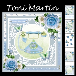 Vintage Telephone Card Mini Kit & Decoupage - Blue