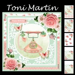 Vintage Telephone Card Mini Kit & Decoupage - Peach 
