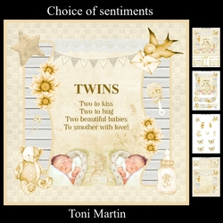 New Baby Twins Card Mini Kit & Decoupage