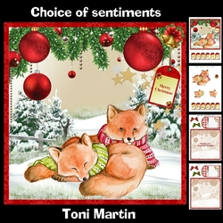 Christmas fox couple card mini kit & decoupage