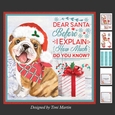 Dear Santa Decoupage Card Mini Kit 7x7 - English Bulldog