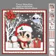 Cute Penguin Christmas Decoupage Card Mini Kit 7x7