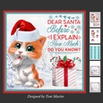 Dear Santa Decoupage Card Mini Kit 7x7 - Kitty