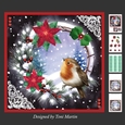 Poinsettia Wreath Christmas Robin Decoupage Card Mini Kit 7x7