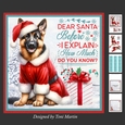 Dear Santa Decoupage Card Mini Kit 7x7 - German Shepherd
