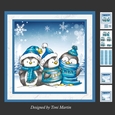 Christmas Penguins Decoupage Card Mini Kit 7x7