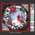 Poinsettia Wreath Christmas Cardinal Decoupage Card Mini Kit 7x7