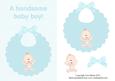 New Baby Boy Bib Design Card Front with Decoupage
