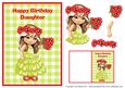 Daughter Birthday Card & Gift Tag - Cute Girl with Flowers