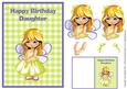 Daughter Birthday Card & Gift Tag - Cute Fairy Girl