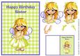 Sister Birthday Card & Gift Tag - Cute Fairy Girl