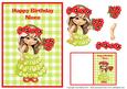 Niece Birthday Card & Gift Tag - Cute Girl with Flowers