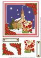 Santa & Church Christmas Night Scene Topper & Decoupage