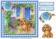 Cute Puppy Scene Gingham Topper & Decoupage