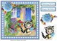 Cute Kitten Scene Gingham Card Topper & Decoupage