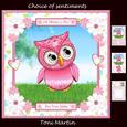 Pink Owl Card 8x8 Card Mini Kit & Decoupage