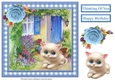 Cute Kitten Scene Gingham Topper & Decoupage