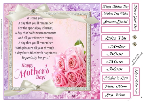 MOTHERS DAY MUM, FOSTER, STEP,IN LAW,MAM,MOM ETC 3