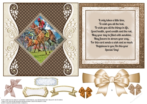JUST ADD GLUE GENERIC UNIVERSAL 6x6 CONCEPT CARD HORSE RACING