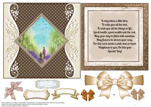 JUST ADD GLUE GENERIC UNIVERSAL 6x6 CONCEPT CARD BLUEBELL WALK
