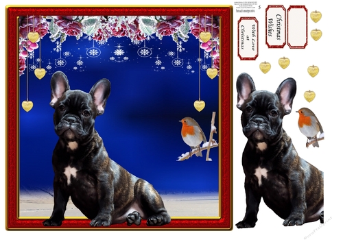 CHRISTMAS CUTIE 6 BLACK FRENCH BULL DOG