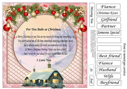 BABE @ CHRISTMAS VILAGE SCENE MISC SENTIMENTS PINK