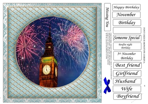 BONFIRE NIGHT BIRTHDAY 5th NOVEMBER 6