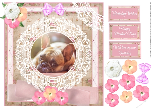 FRENCH BULL DOG SHABBY CHIC BIRTHDAY / MOTHERS DAY