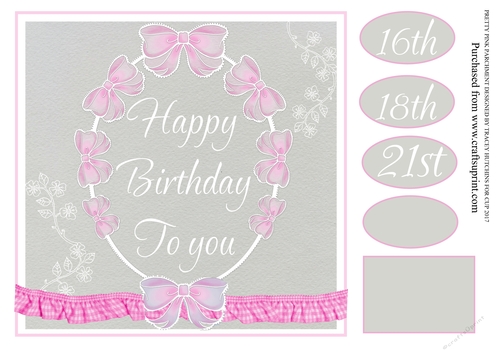 PRETTY PINK PARCHMENT MILESTONE BIRTHDAYS