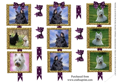 SCOTTIE  WESTIE PICTURE FRAME TOPPERS X 3 ANY OCCASION