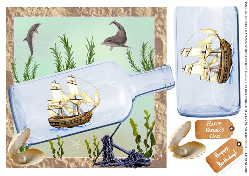 SHIP IN BOTTLE UNDER THE SEA - BIRTHDAY - FATHERS DAY