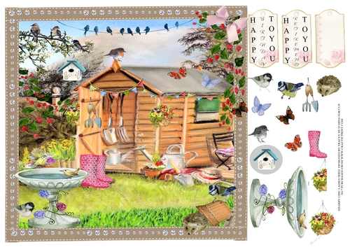 LADIES SHED WILDLIFE GARDEN PINK WELLIES