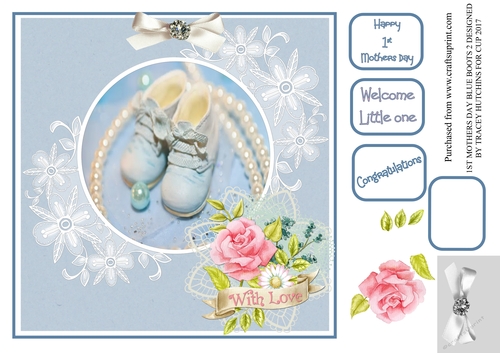 NEW BABY BOY BLUE BOOTIES WELCOME LITTLE ONE / FIRST MOTHERS DAY 2