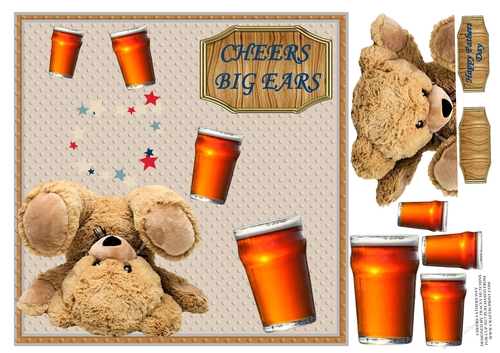 MINES A PINT BAD DRUNK TEDDY - FATHERS DAY - BIRTHDAY CHEERS BIG EARS