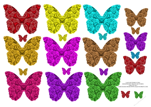 EMBOSSED LACE & SATIN BUTTERFLIES
