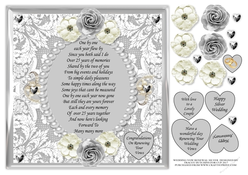 WEDDING VOW RENEWAL SILVER ANNIVERSARY - GREAT VERSE MULTIPLE SENTIMENTS