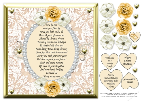 WEDDING VOW RENEWAL GOLDEN ANNIVERSARY - GREAT VERSE MULTIPLE SENTIMENTS