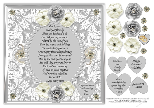 WEDDING VOW RENEWAL DIAMOND ANNIVERSARY - GREAT VERSE MULTIPLE SENTIMENTS