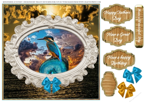 KINGFISHER AT SUNSET 2 BIRTHDAY / FATHERS DAY /BLANK SENTIMENTS