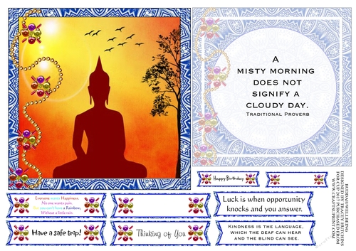 BUDDHA  WELL BEING BIRTHDAY/ANY NEW FULL 6x6 CARD CONCEPT SHEET
