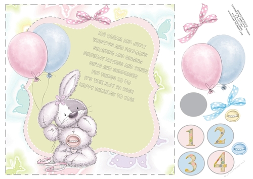 SWEET BUNNY BIRTHDAY GREAT VERSE, AGES 1,2,3 & 4 UNISEX