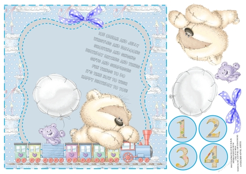 TEDDY TRAIN BIRTHDAY GREAT VERSE, AGES 1,2,3 & 4 BOY