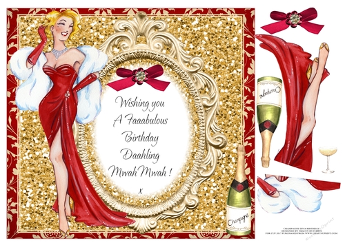 CHAMPAGNE DIVA BIRTHDAY MWAH MWAH GLITZ & GLAM
