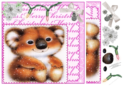 CUTE BABY KOALA CHRISTMAS CARD WITH CHARM