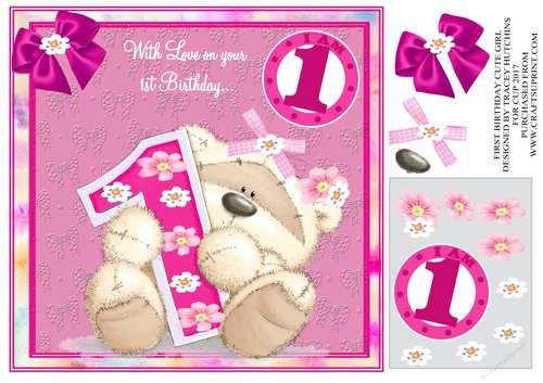 1st BIRTHDAY CUTE GIRL TEDDY