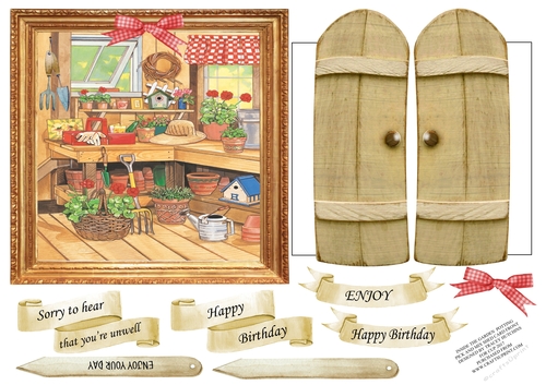INSIDE THE GARDEN POTTING SHED UNISEX MULTI USE GET WELL BIRTHDAY ETC 6x6