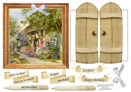 THROUGH THE GARDEN GATES COTTAGE UNISEX MULTI USE GET WELL BIRTHDAY ETC 6x6