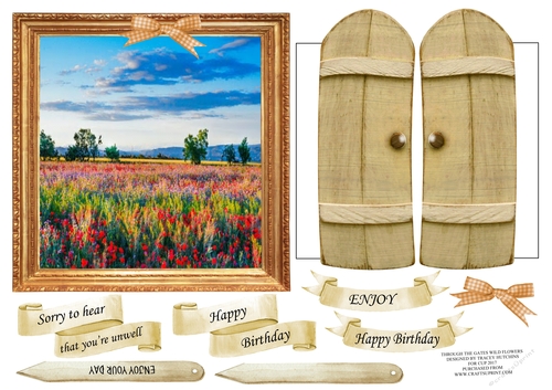THROUGH THE GARDEN GATES WILD FLOWERS UNISEX MULTI USE GET WELL BIRTHDAY ETC 6x6