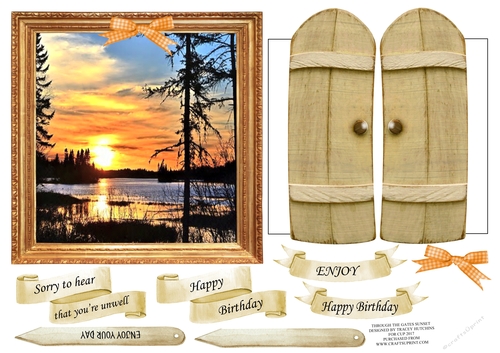 THROUGH THE GARDEN GATES SUNSET UNISEX MULTI USE GET WELL BIRTHDAY ETC 6x6